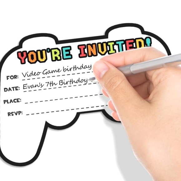 🍎 Nwt 25 Video Game Party Invitations Invite Cards w/ Envelopes - Picture 4 of 5